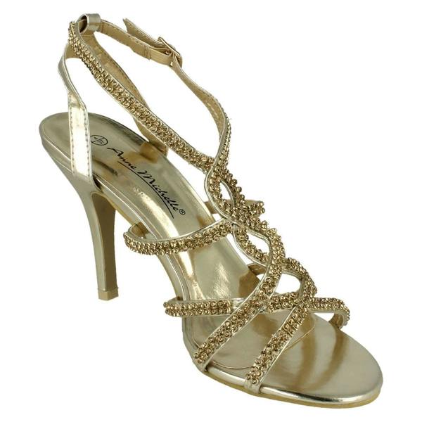 Anne Michelle Ladies Anne Michelle Heeled Ankle Strap Sandal Shoes