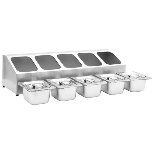Berkfield Gastronorm Container Holder with 5 GN 1/6 Pan Stainless Steel
