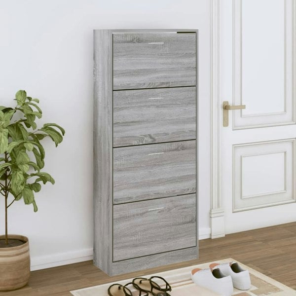 Berkfield Shoe Cabinet Grey Sonoma 63x24x147 cm Engineered Wood