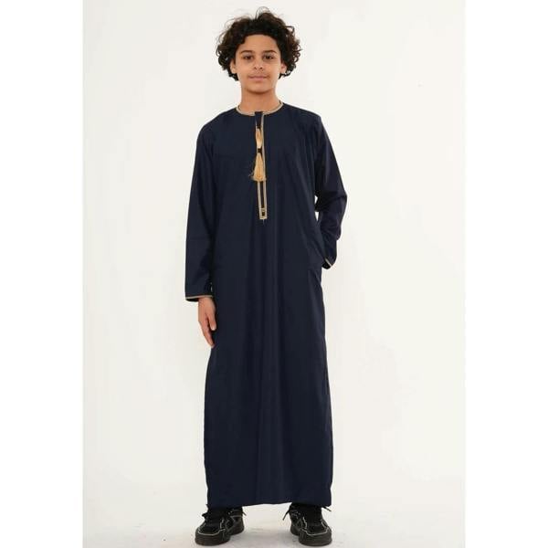 TT-003 - Boy's Emirati Omani Gold Tassel Embroidery Thobe - Navy - Thobez - 12