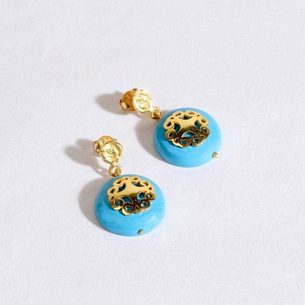 Lila Rasa Turquoise Earring With Filigree Melange