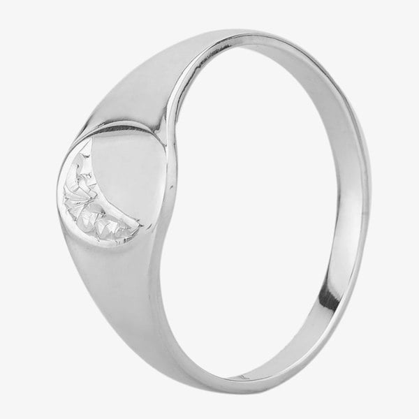 T. H. Baker Sterling Silver Half Engraved Oval Signet Ring YSLH143 (ENG)
