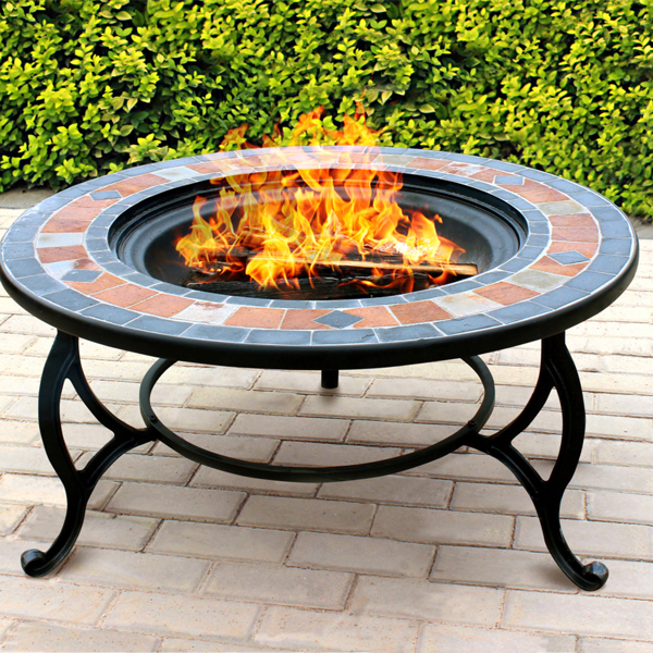 Centurion Supports LANIAKA Lavish Garden and Patio Heater Fire Pit Brazier, Coffee Table, Barbecue and Ice Bucket with Slate Tiles