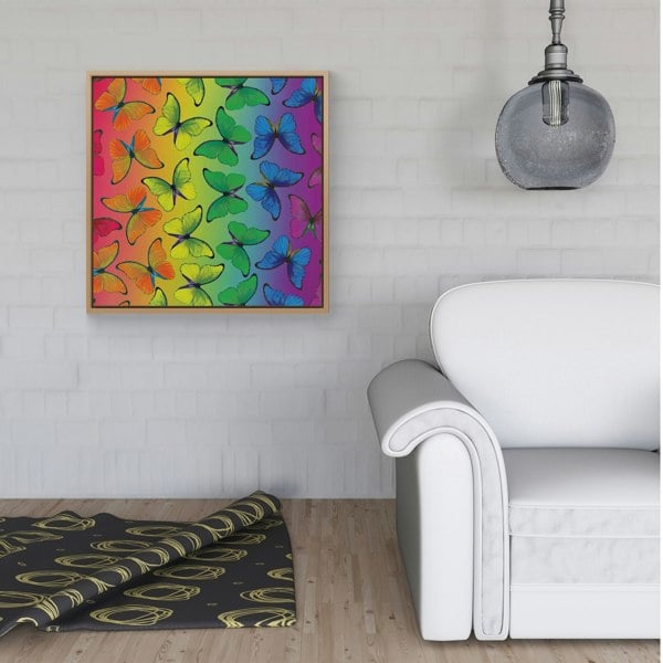 Warren Reed Multicoloured Butterfly Pattern Framed Canvas