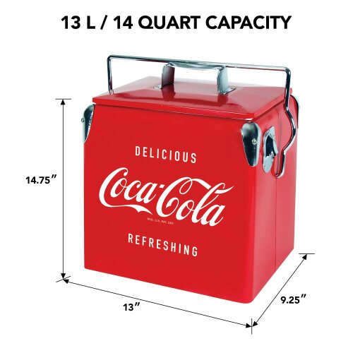 Coca-Cola 13L Portable Cool Box – Ice Chest for Camping, Road Trips & Beach Outings (Red)
