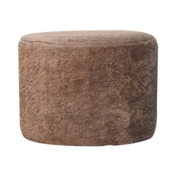 Artisan Furniture Mocha Faux Fur Round Footstool