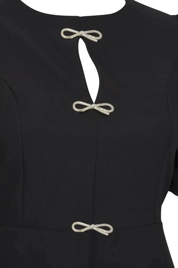 WOVCOR A-Line Woven Elegant Dress with Bow Detail