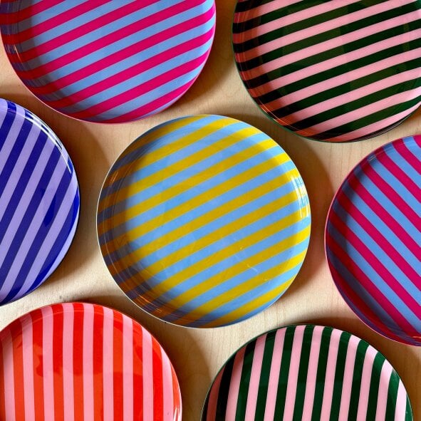 Love Frankie Medium Stripy Plates - 5 Colours Available