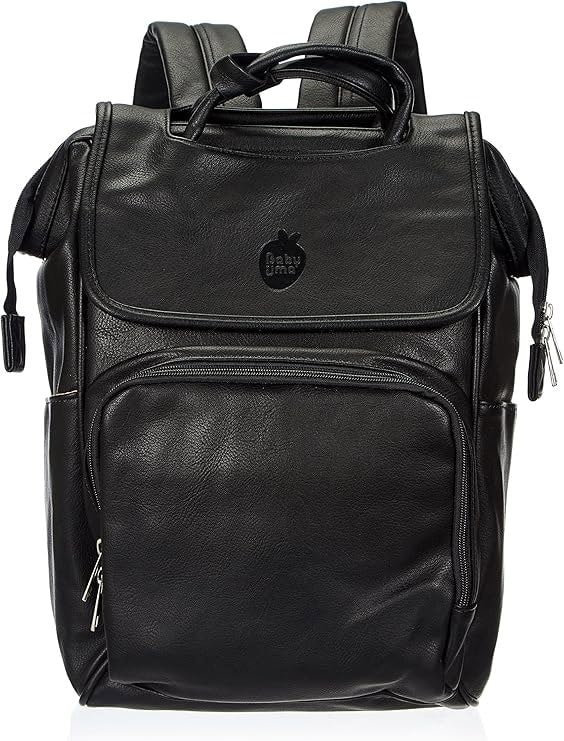 Baby Uma Award Winning Baby Changing Bag Backpack- Black Leather