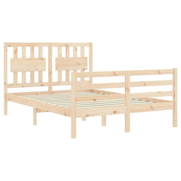 Berkfield Bed Frame with Headboard Double Solid Wood