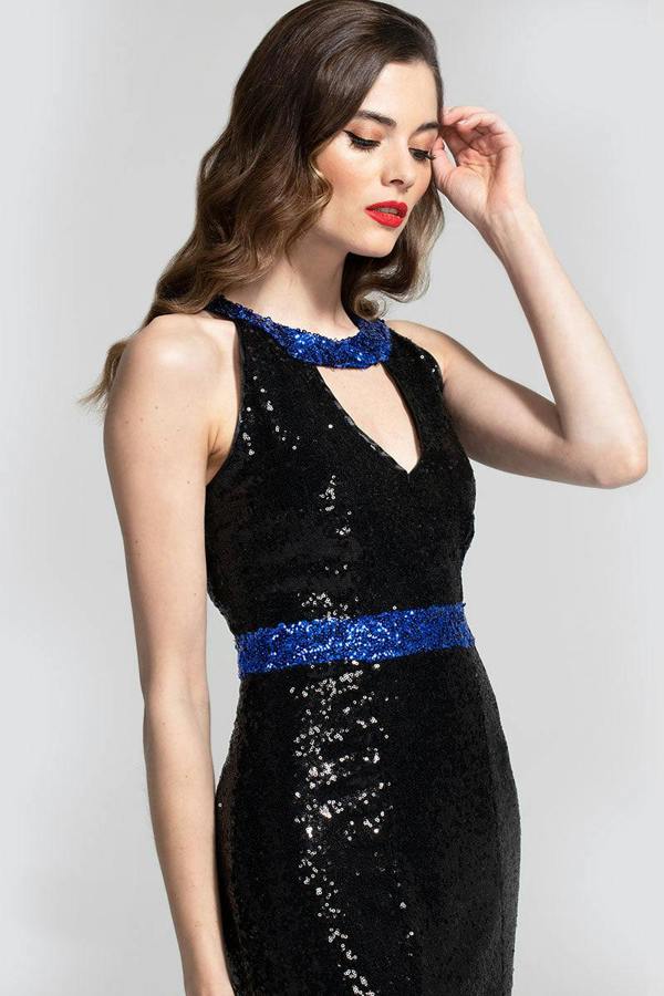 HotSquash Sequin Maxi Keyhole Dress