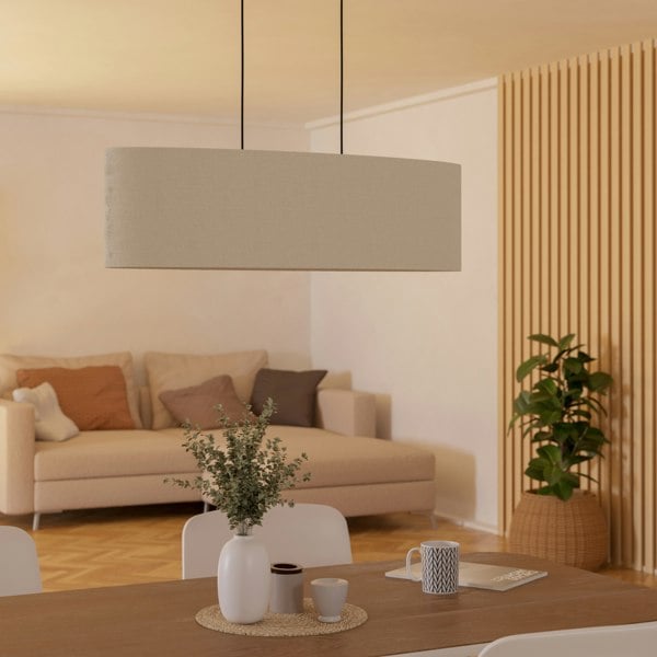EGLO Febres Double White Fabric And Steel Shade Traditional Pendant