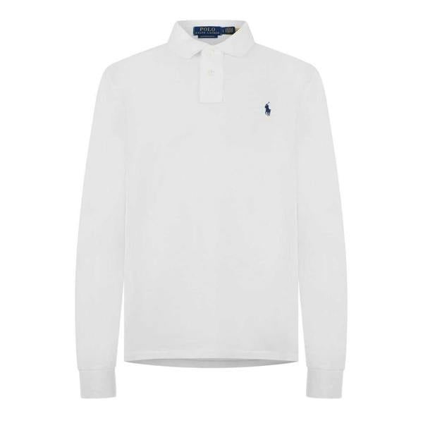 Ralph Lauren Mens Cotton Slim Long-Sleeved Polo Shirt - White - 