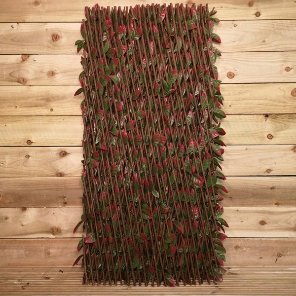 Samuel Alexander 100cm x 200cm Artificial Fence Garden Trellis Privacy Screening Indoor Outdoor Wall Panel - Red Beech Leaf