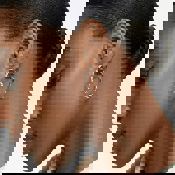 Swarovski Stone Rose Gold Tone Crystal Hoops Earrings 5383938