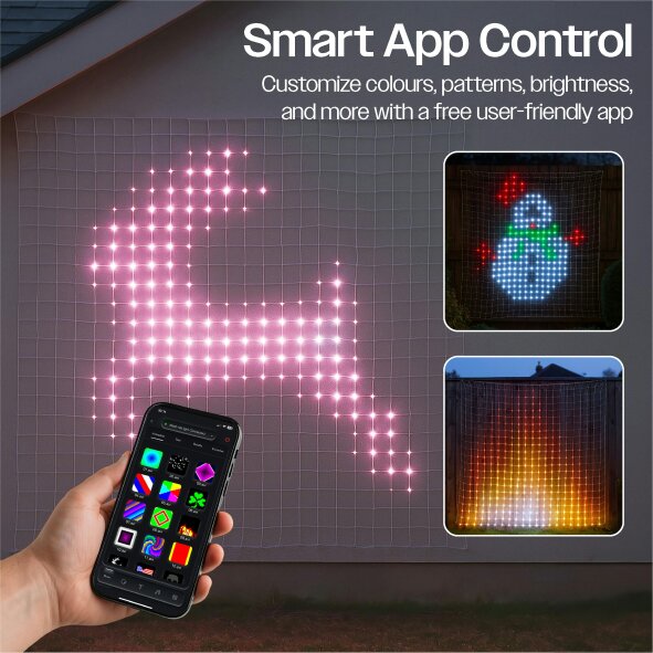 Scotts of Stow Xmas Haus RGB LED Mesh Net Light 18m x 18m 579 Led  Smart Pix App Controlled