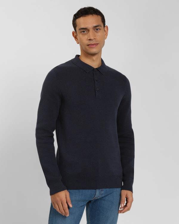Steel & Jelly Heavy Milano Knit Long Sleeve Polo Shirt