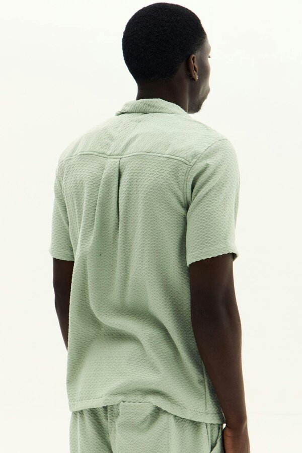 Men’s Textured Jacquard Matching Shirt & Shorts Set