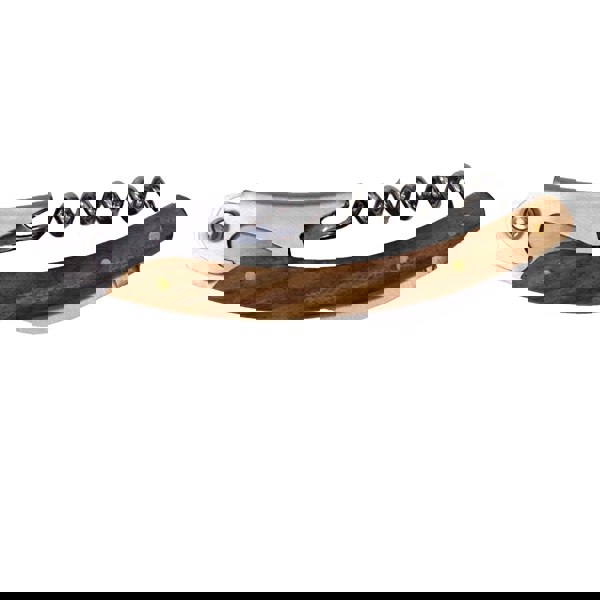 Wine opener with wooden handle and metal lever on a white background