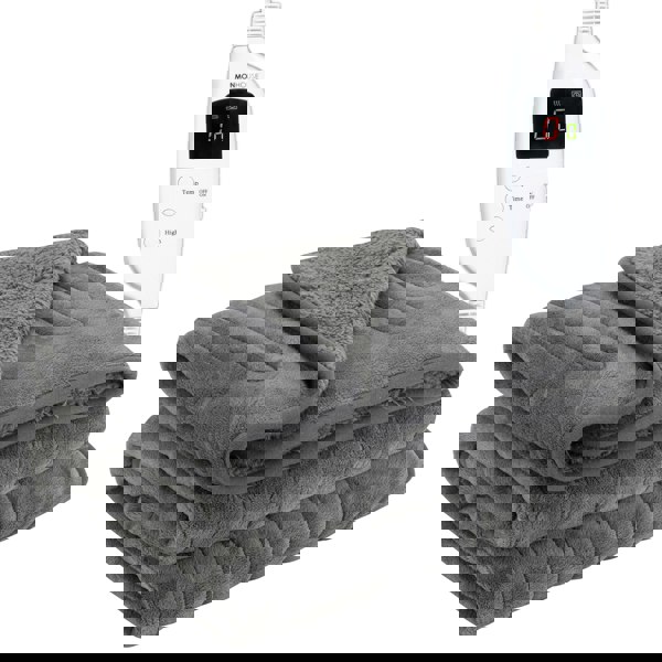 MONHOUSE Heated Electric Throw 9H Timer 9 Heat Setting Shearling Fleece Blanket