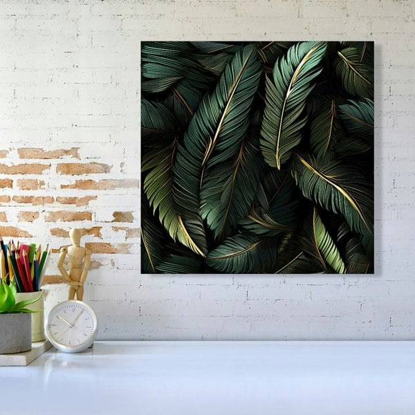 Warren Reed Green and Gold Leaves Canvas