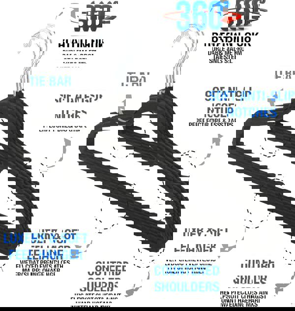 KAV Velvet Coat Hangers – Non-Slip Slim Clothes Hangers For Coats, Dresses With 360° Rotating Hook - Space-Saving Design For Wardrobe Organization