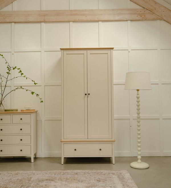 Statement Furniture Pembroke Double Wardrobe with Oak Top Modern 2 Door Wooden Storage