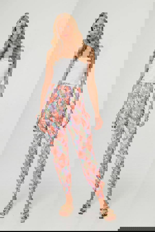Pink | Abstract High Waist Harem Pants