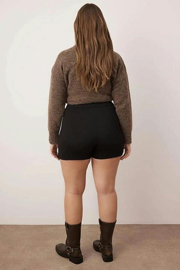 WOVCOR Slit Knitted Plus Size Skirt