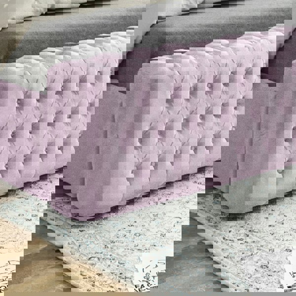 Casa Magna Marino Mirror Upholstered Soft Velvet Bed Frame - Pink