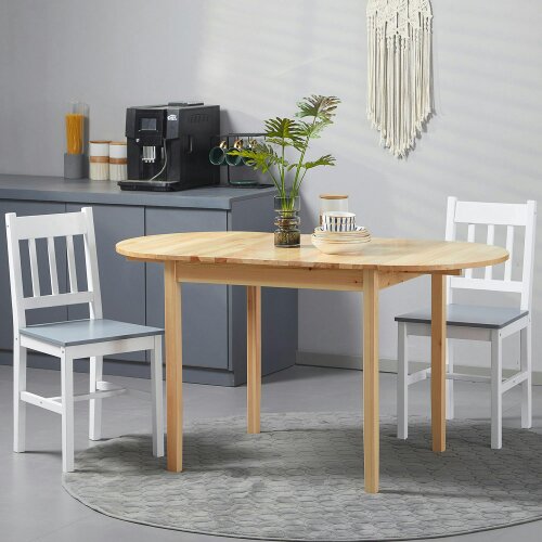 Wyld Haus Fico Solid Wood Natural Drop Leaf Dining Table Seating 4 To 6