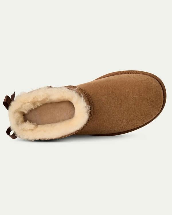 UGG Womens Ultra Mini Bailey Bow Boots - Chestnut | CHO | Designer Womens Short Boots
