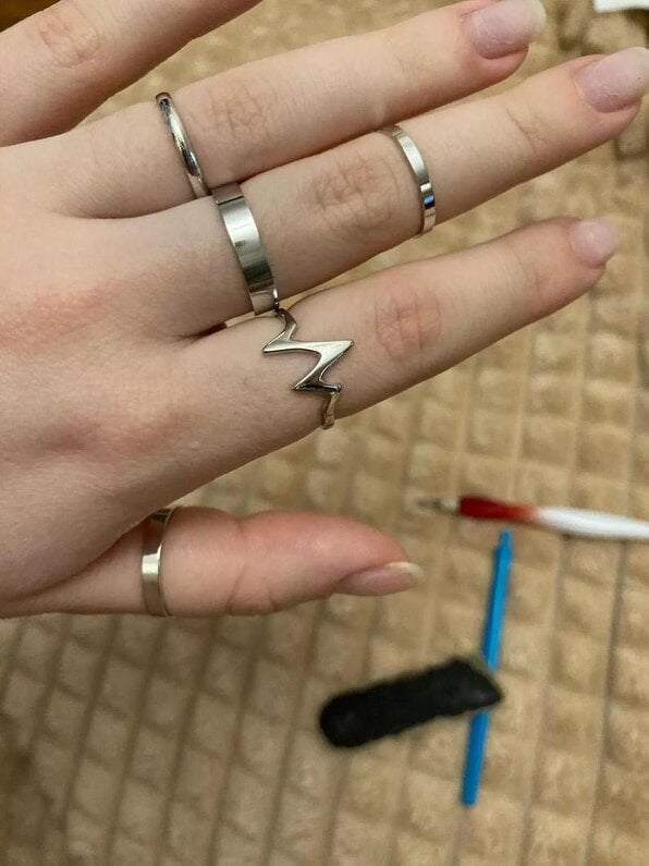 The Colourful Aura 5 Piece Stackable Midi Gold Silver Chevron Knuckle Boho Ring Set