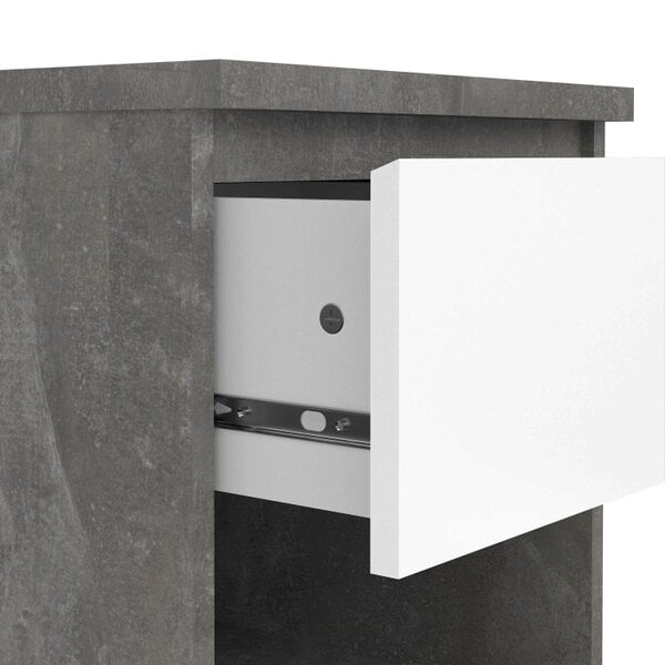 Wyld Haus Budapest Concrete Effect and White Wooden Bedside Table 1 Drawer 1 Shelf