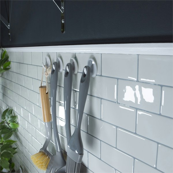 St Helens Self Adhesive Oval Shaped Plastic Hooks (Pack of 4)