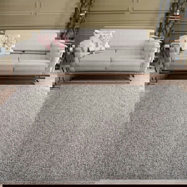 Grey shaggy rug Easy to clean, Colourfast, Resilient, Pet-friendly