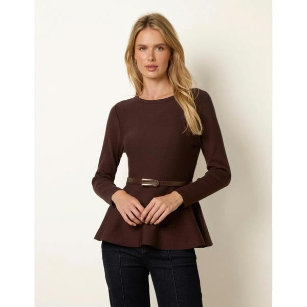 Blue Vanilla Tie Waist Peplum Jumper With Belt