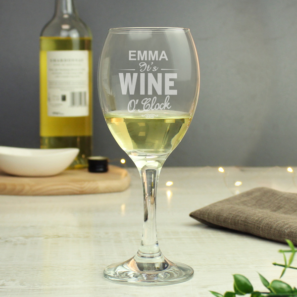 Personalised Memento Company Personalised Wine O'Clock Wine Glass