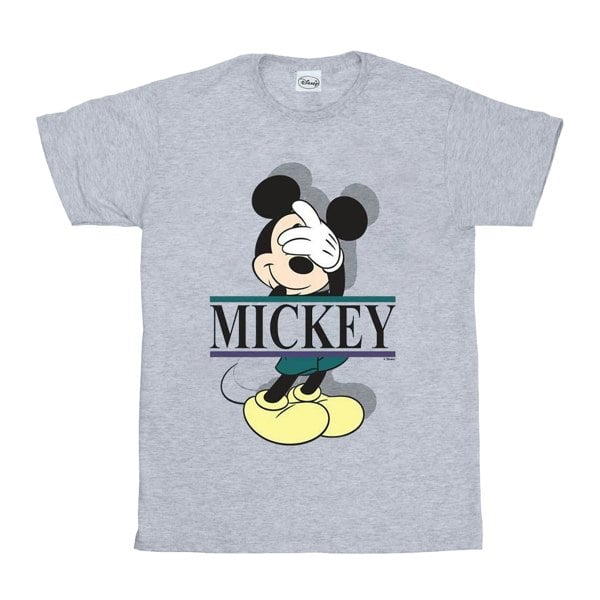 Disney Mens Mickey Mouse Letters T-Shirt - Sports Grey