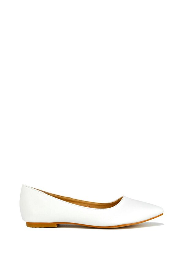 XY LONDON Pointed Toe Low Heel Bridal Ballerina Pump Shoes - White