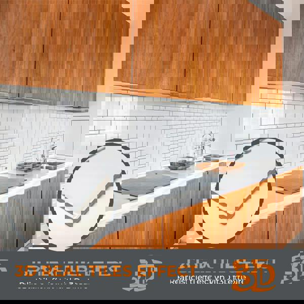 London Metro Classic Brick Brilliant White Glossy 3D Tile 30.5 x 30.5cm - 6 pcs