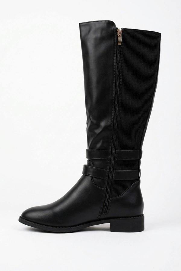 Raquel Knee High Riding Boots - Black