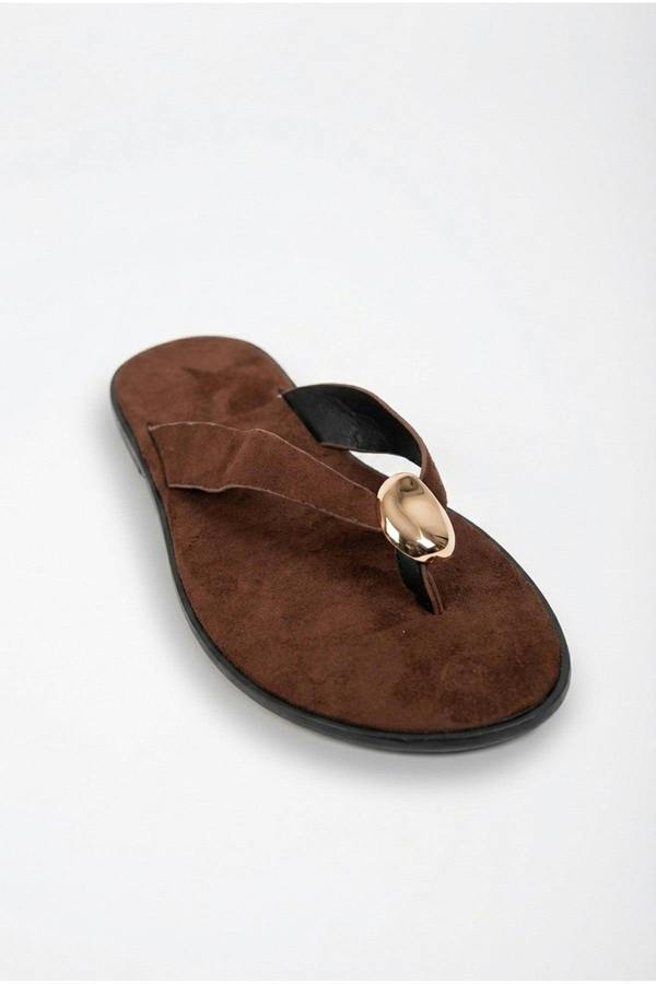 Thea Womens Gold Trim Thong Flat Sandals - ALIEN