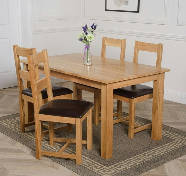 That's Furniture Oslo 150 x 90cm Medium Oak Dining Set with Lincoln Oak Chairs