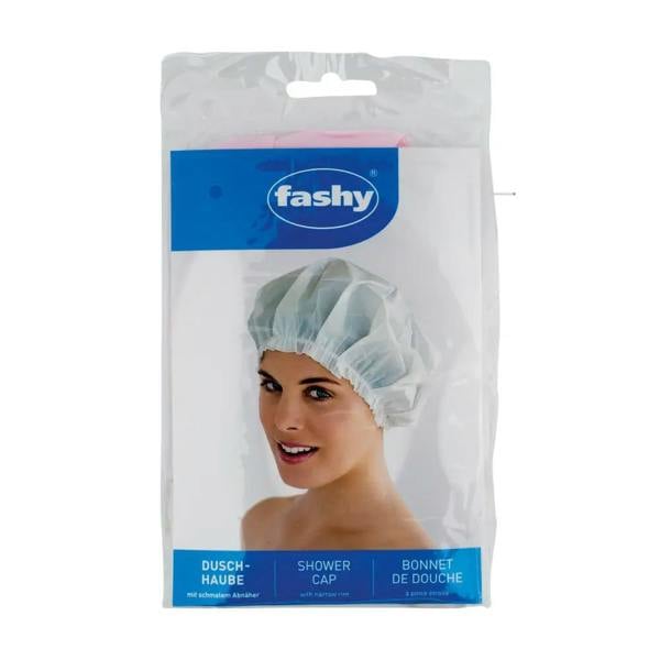 White Fashy Classic Shower Cap with blue label, pack of 10
