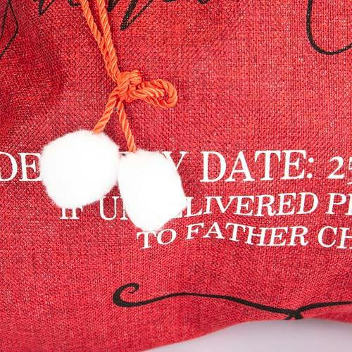 6cm Red Hessian Christmas Sack with North Pole Express Mail Print image 6