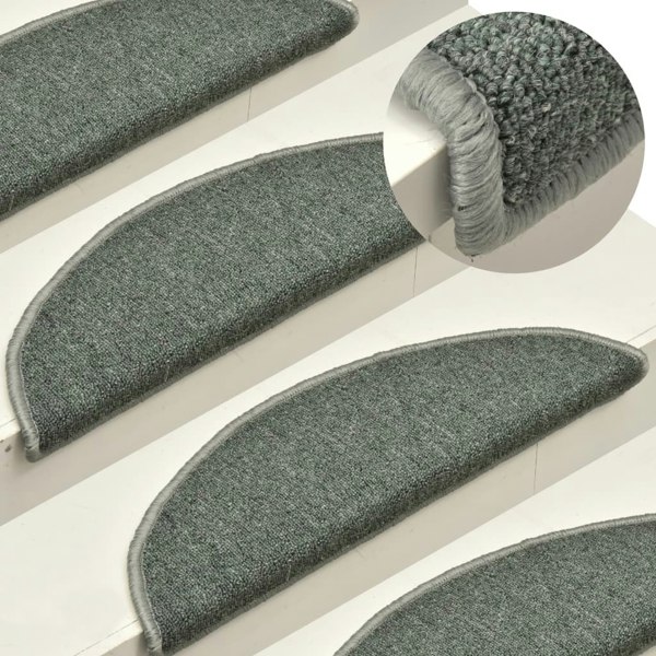 Berkfield Carpet Stair Treads 15 pcs Dark Green 56x17x3 cm