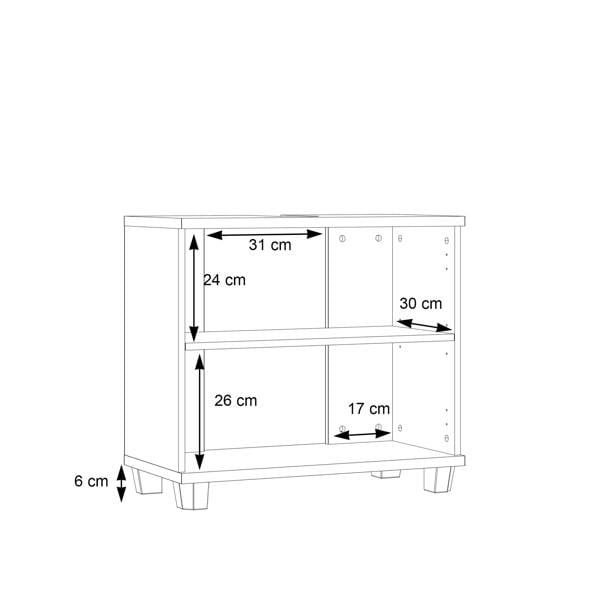 Furniture To Go Veris Under Sink Cabinet with 2 Doors in Walnut and Dark Grey