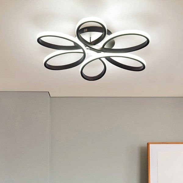Black Frame Modern Dimmable/White LED Chandelier Ceiling Light Ceiling Light Fixtures Living and Home Cool White