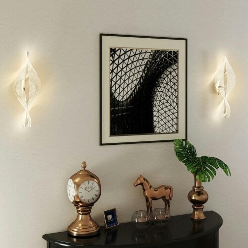 Bobobiy Led Wall Lamp 2 Pack, 13W Modern Indoor Spiral Wall Light, Colour Temperature Adjustable 3000K/4000K/6500K, Stairs, Silver Tone